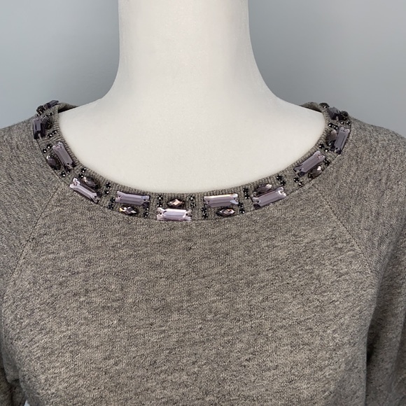 J. Crew Jeweled Collar Short Sleeve Sweatshirt - Picture 2 of 7
